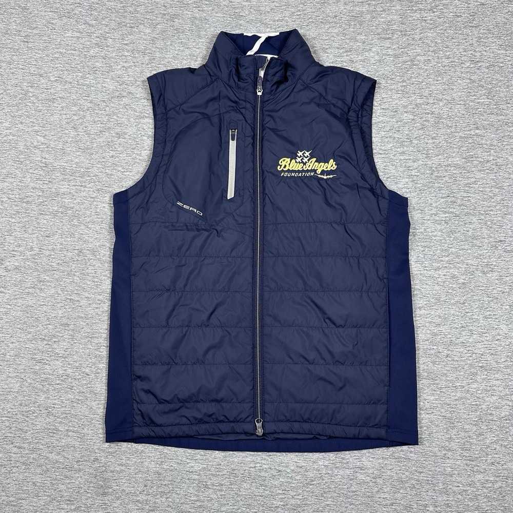 Zero Restriction Vest Mens Medium Hybrid Full Zip Primaloft Golf Blue Angels